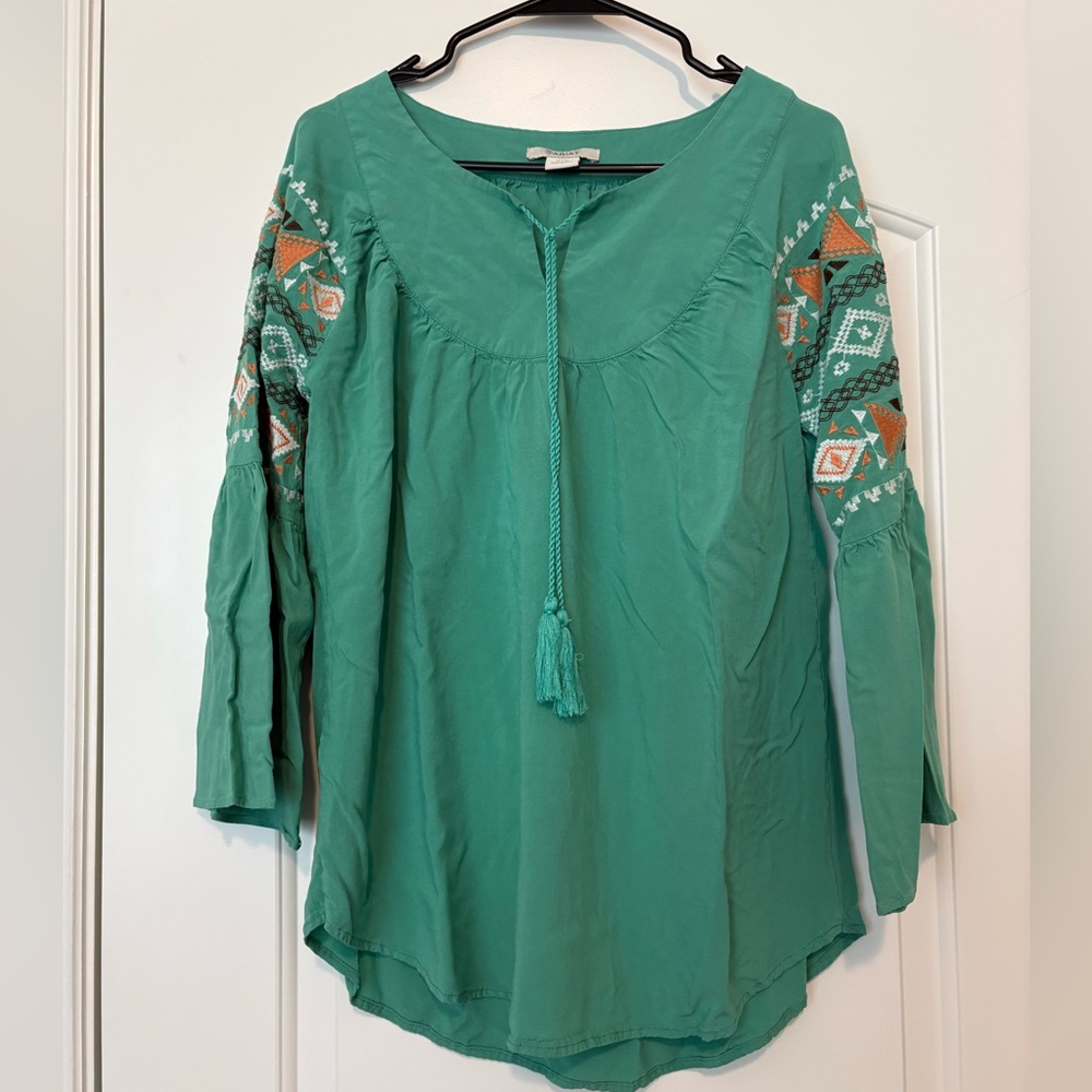 Ariat Julietta Womens Top Size M Tassel Aztec Boho Embroidered Western Rayon
